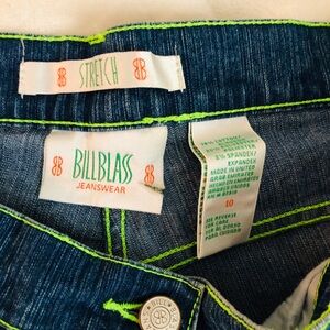 Bill Blass Blue Jeans with Neon Green Stitching